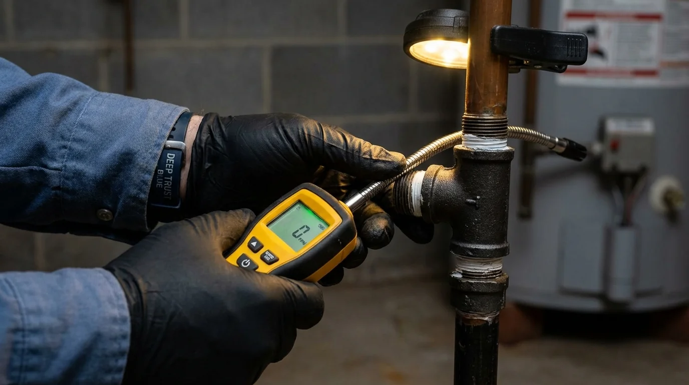 Gas leak detection with electronic sniffer by Johns Plumbing LLC in Red Lake Falls